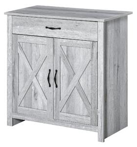 Credenza Cucina Country con Armadietto a 2 Ante e Cassetto 80x39.7x80cm Grigio