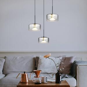 Globo Lampada LED a sospensione Belinda, Ø 40 cm, grigio fumo, a 3 luci, vetro