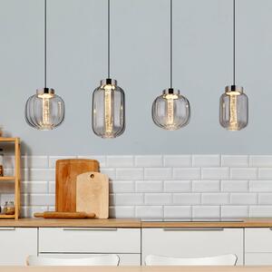 Globo Lampada LED a sospensione Fluoro, grigio fumo, lunghezza 120 cm, a 4 luci