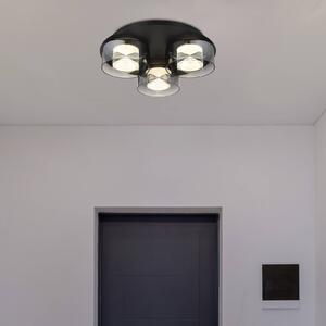 Globo Plafoniera LED Belinda, Ø 38 cm, grigio fumo, a 3 luci, vetro