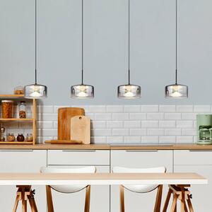 Globo Lampada LED a sospensione Belinda, lunghezza 105 cm, grigio fumo, a 4 luci