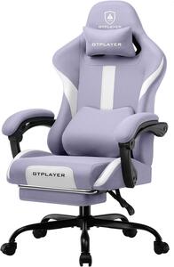 Sedia da gaming viola, con poggiatesta, cuscino lombare e poggiapiedi, ergonomica e girevole, con capacità di carico fino a 150 kg