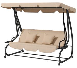 Dondolo Letto da Giardino 3 Posti 200x120x164 cm Marrone Chiaro