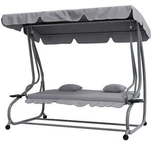 Dondolo Letto da Giardino 200x120x164 cm in Acciaio e Poliestere Grigio