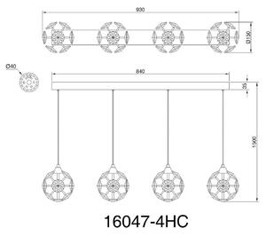Globo Lampada LED a sospensione Virina, lunghezza 93 cm, trasparente, cristallo