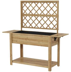 Fioriera con Grigliato e Ripiani Laterali e Inferiore 140x45x151 cm in Legno di Abete