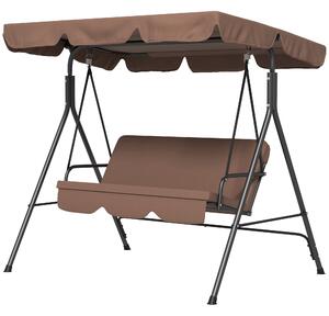 Dondolo da Giardino a 3 Posti con Cuscini 172x110x153 cm Marrone e Nero