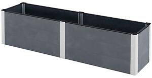 Fioriera da Giardino con Fondo Aperto in Legno Composito e Alluminio 200x50x56 cm Grigio