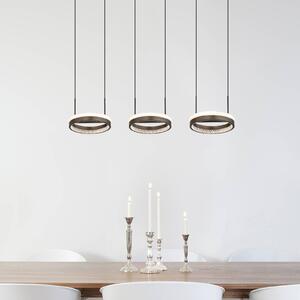 Globo Lampada LED a sospensione Della, lunghezza 82 cm, grigio scuro, metallo, a 3