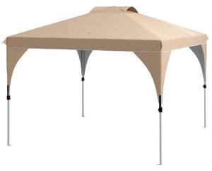 Gazebo da Giardino 3x3 m Pieghevole con Altezza Regolabile e Borsa di Trasporto con Ruote Beige