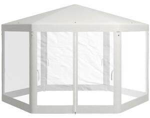 Gazebo da Giardino Esagonale con Doppio Ingresso 3.94x3.94x2.5 m in Metallo e Poliestere Crema