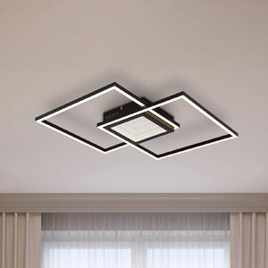 Globo Plafoniera LED Saunders, lunghezza 43 cm, nera, effetto 3D