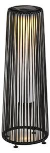 Lanterna Solare da Giardino LED con Pannello di Ricarica in Rattan e Metallo Ø21.5x61cm Nero