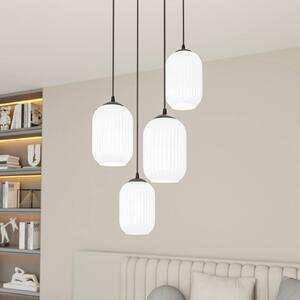 EMIBIG LIGHTING Lampada a sospensione Verdi, Ø 30 cm, nero/opal, acciaio/vetro, a 4 luci