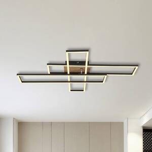 Globo Plafoniera LED Dakari, lunghezza 80 cm, nero/legno, a 3 luci