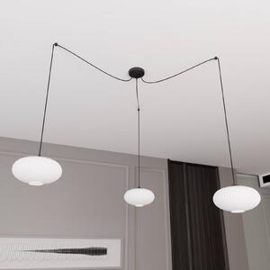 EMIBIG LIGHTING Lampada a sospensione Origo, opale/nero, decentrata, vetro, a 3 luci