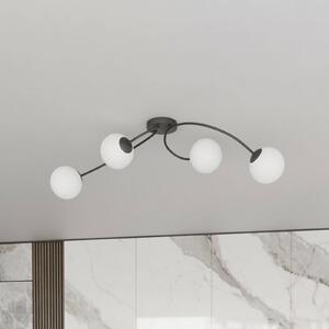 EMIBIG LIGHTING Plafoniera Vibra, opale/nero, lunghezza 110 cm, vetro, a 4 luci