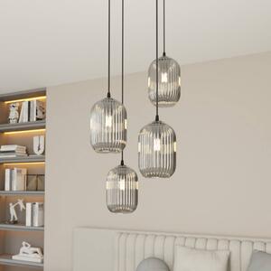EMIBIG LIGHTING Lampada a sospensione Verdi, Ø 30 cm, nero/grigio fumo, vetro, a 4 luci
