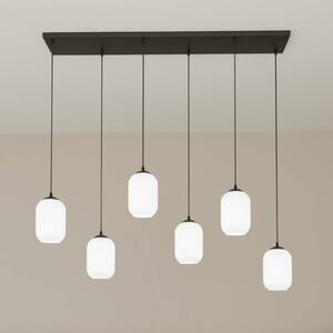 EMIBIG LIGHTING Lampada a sospensione Verdi, lunghezza 115 cm, nero/opal, vetro, a 6 luci