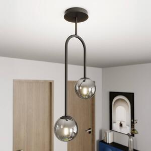 EMIBIG LIGHTING Plafoniera Atria, grigio fumo/nero, altezza 76 cm, a 2 luci