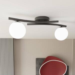EMIBIG LIGHTING Plafoniera OPUS, lunghezza 60 cm, opale/nero, vetro, a 2 luci