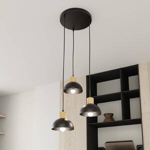 EMIBIG LIGHTING Lampada a sospensione Seco, Ø 30 cm, nero, metallo/legno, a 3 luci
