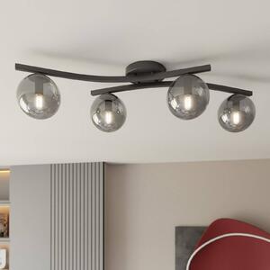 EMIBIG LIGHTING Plafoniera OPUS, lunghezza 84 cm, grigio fumo/nero, a 4 luci