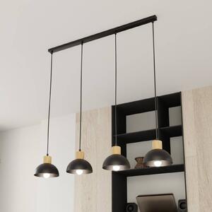 EMIBIG LIGHTING Lampada a sospensione Seco, lunghezza 90 cm, nero, metallo/legno, a 4 luci