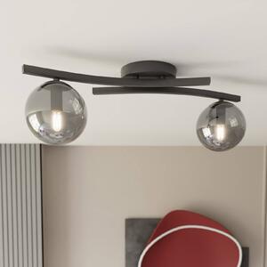 EMIBIG LIGHTING Plafoniera Opus, lunghezza 60 cm, grigio fumo/nero, a 2 luci