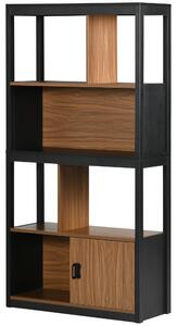 Mobile Libreria 4 Livelli Aperti con Armadietto 76.5x30x150 cm in Truciolato e MDF Marrone e Nero