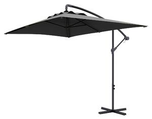 Ombrellone da Giardino Decentrato con Base a Croce e Apertura a Manovella 294x193cm Grigio