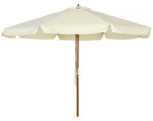 Ombrellone da Giardino con Doppio Tettuccio Ø3,25x2,50m in Legno di Bambù e Poliestere Beige