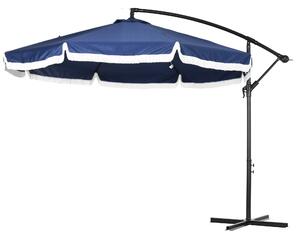 Ombrellone da Giardino Decentrato a 8 Stecche Ø295x260 cm in Acciaio e Poliestere Blu Scuro