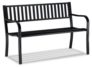 Panchina da giardino Relaxdays, comoda panca a 2 posti, robusta struttura in metallo, per terrazza, balcone, dimensioni 82 x 127,5 x 59,5 cm, nera
