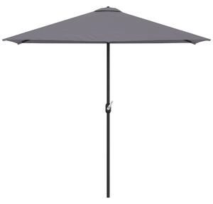 Mezzo Ombrellone da Giardino Mezzaluna 230 x130x245 cm con Apertura a Manovella Grigio