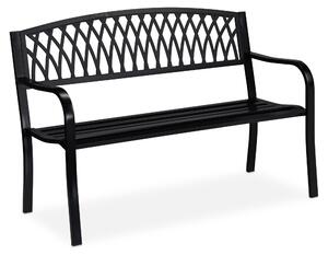 Panchina da giardino Relaxdays, a due posti, robusta, design rustico, comoda, in metallo, dimensioni: 87 x 127 x 60 cm, nera