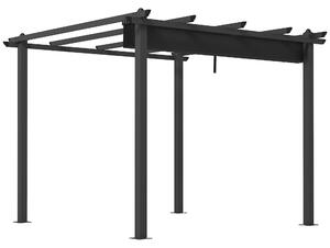 Pergola Gazebo 3x3 m con 8 Fori di Drenaggio in Alluminio Metallo e Poliestere Grigio Scuro