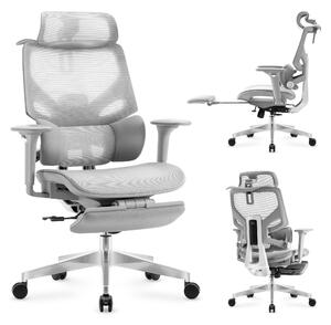 Mark Adler Expert 8.7 Sedia ergonomica per ufficio in rete grigia, braccioli 4D, schienale regolabile, poggiatesta, poggiapiedi, fino a 150 kg