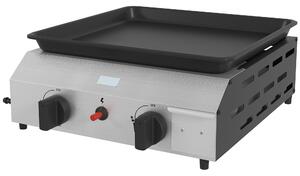 Piastra Barbecue a Gas con 2 Bruciatori Piano Antiaderente e Potenza 4.8kw Argento