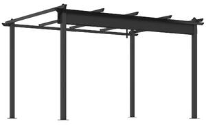 Pergola Gazebo 4x3 m con 8 Fori di Drenaggio in Alluminio Metallo e Poliestere Grigio Scuro