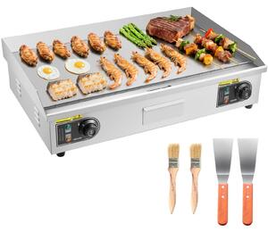 VEVOR Griglia elettrica commerciale, 4400 W, piastra da banco piatta, temperatura regolabile da 122 °F a 572 °F, 28,74 x 15,75 x 0,39 pollici, piastra in acciaio inox