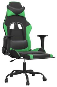 Sedia da gaming vidaXL con funzione massaggio e poggiapiedi, in Pelle finta nera e verde