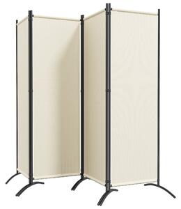 Paravento da Esterno e Interno a 4 Pannelli Pieghevole 221x50x172cm Crema