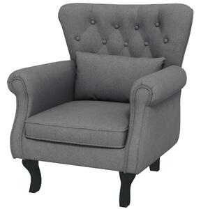 Poltrona da Salotto Vintage in Tessuto con Cuscino Lombare e Imbottitura 76x74,5x89,5 cm Grigio Scuro