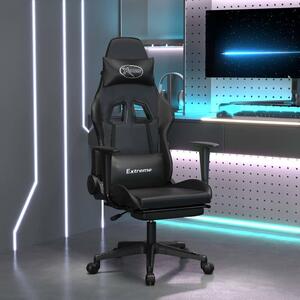 Sedia da gaming vidaXL con funzione massaggio e poggiapiedi, in Pelle finta nera