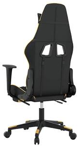 Sedia da gaming vidaXL con funzione massaggio e poggiapiedi, in Pelle finta nera e dorata