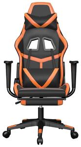 Sedia da gaming vidaXL con funzione massaggio e poggiapiedi, nera e arancione, in ecopelle