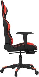 Sedia da gaming vidaXL con funzione massaggio e poggiapiedi, in ecopelle nera e rossa