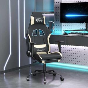 Sedia da gaming vidaXL con funzione massaggio e poggiapiedi, in tessuto nero e crema
