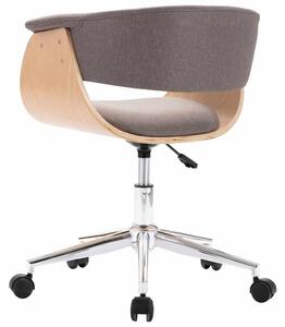 VidaXL Sedia da ufficio girevole color tortora in legno curvato e tessuto